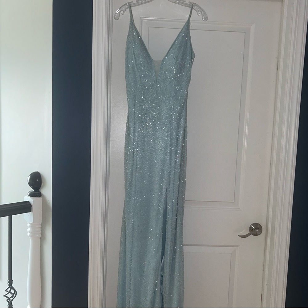 Jovani Glitter Blue Prom Dress